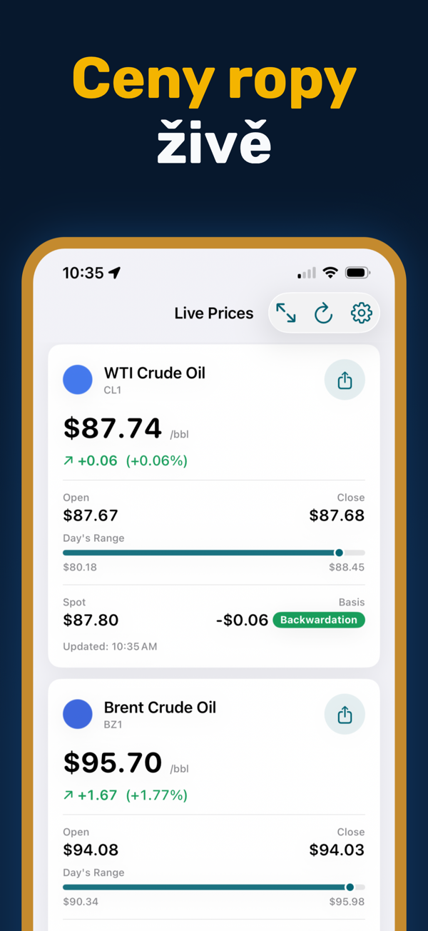 Oil Prices Live App - Real-time crude oil and energy price tracking