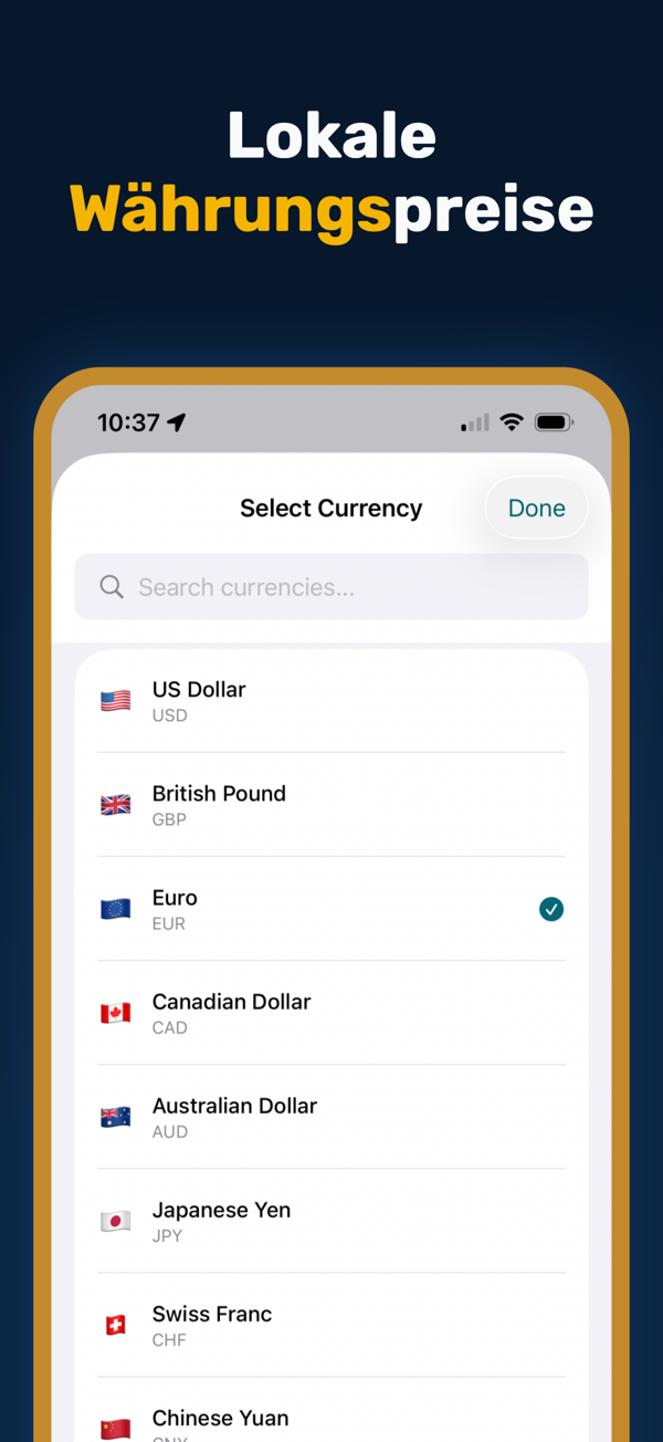 Oil Prices Live - Additional app screen
