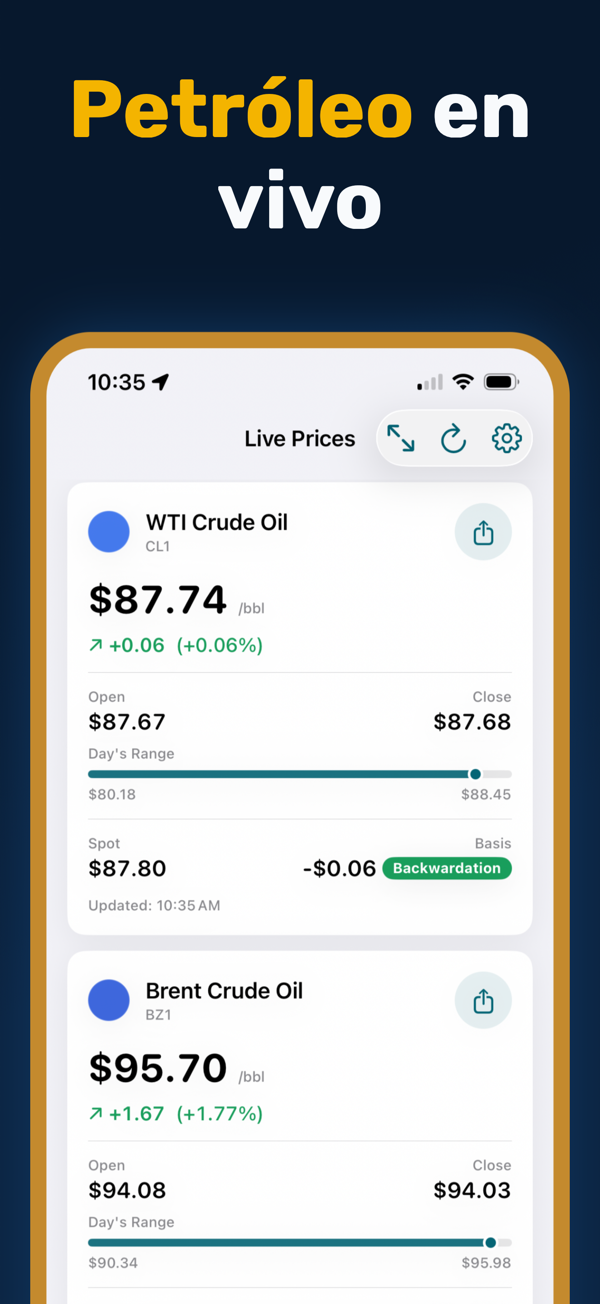 Oil Prices Live App - Real-time crude oil and energy price tracking
