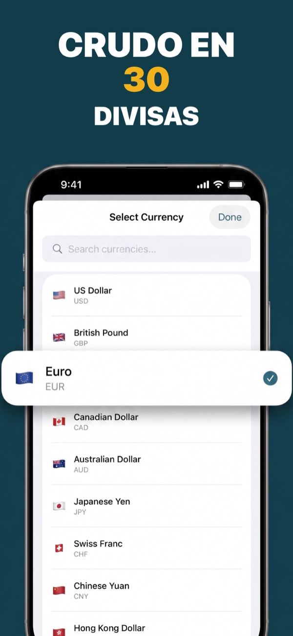 View oil prices in international currencies