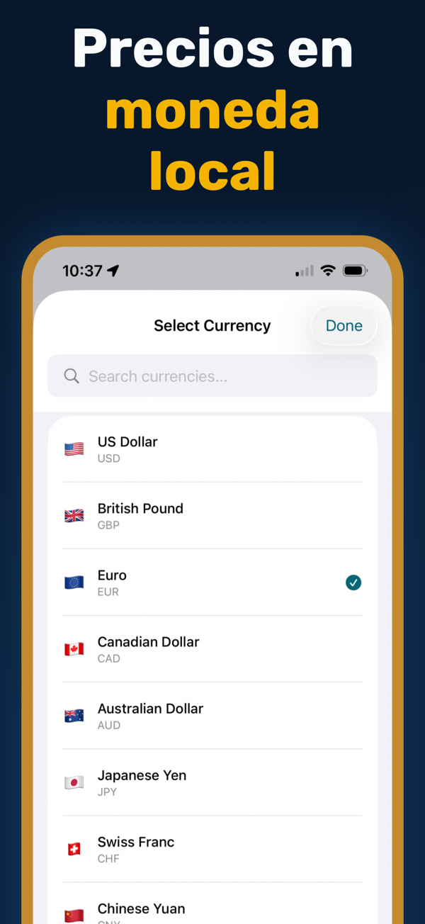 Oil Prices Live - Additional app screen