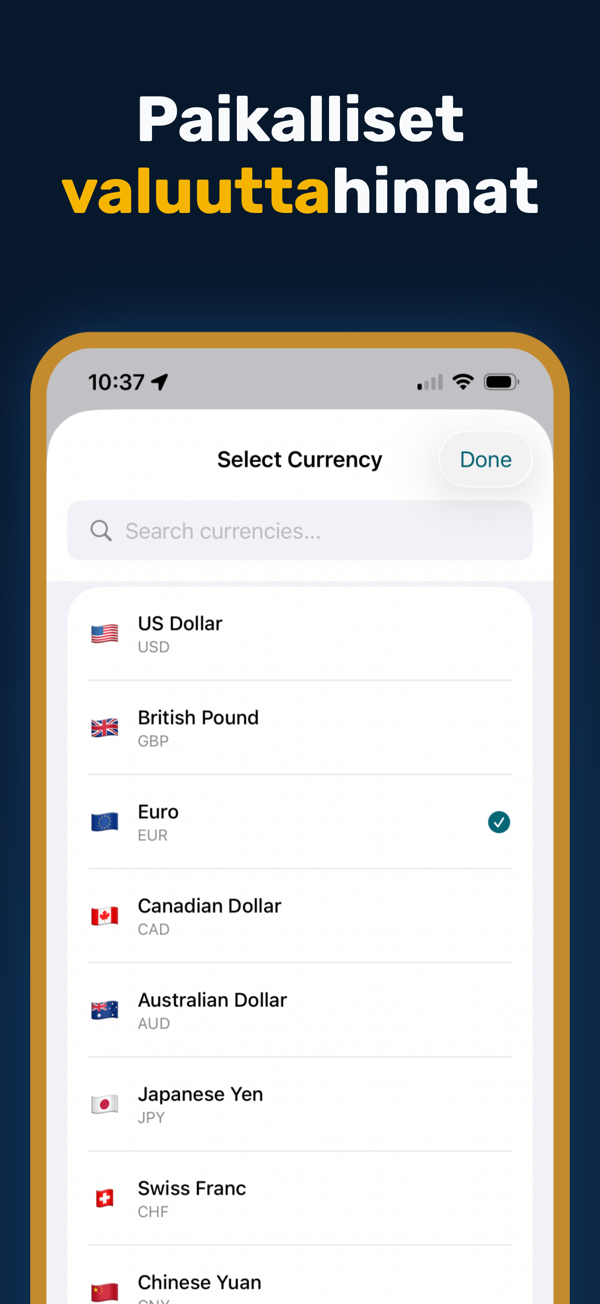 Oil Prices Live - Additional app screen