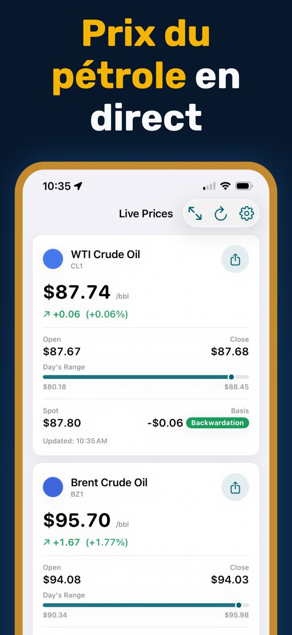 Oil Prices Live App - Real-time crude oil and energy price tracking