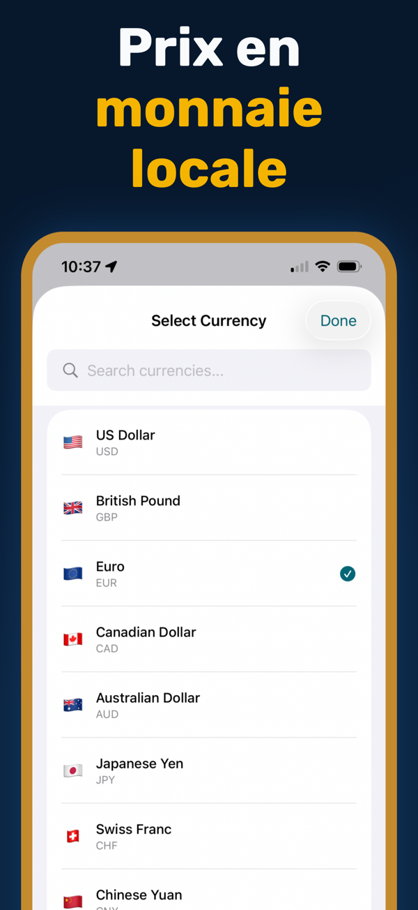Oil Prices Live - Additional app screen