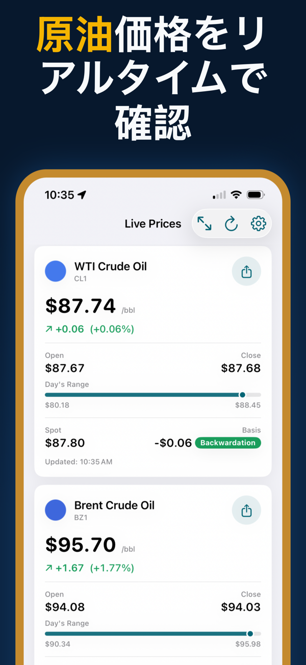 Oil Prices Live App - Real-time crude oil and energy price tracking