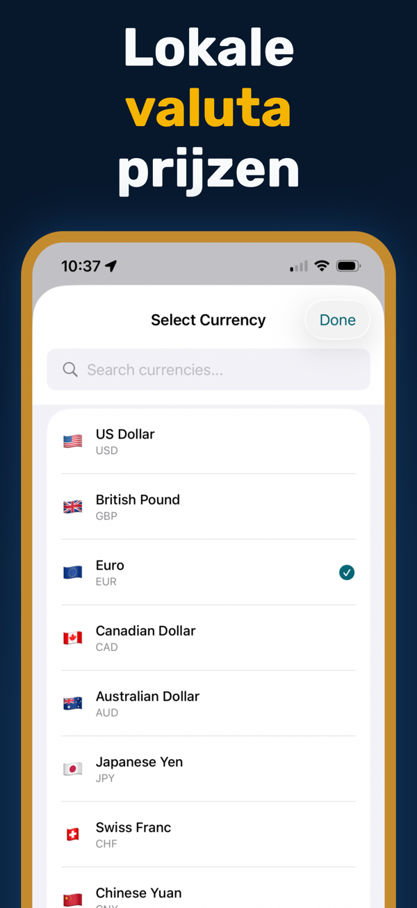 Oil Prices Live - Additional app screen