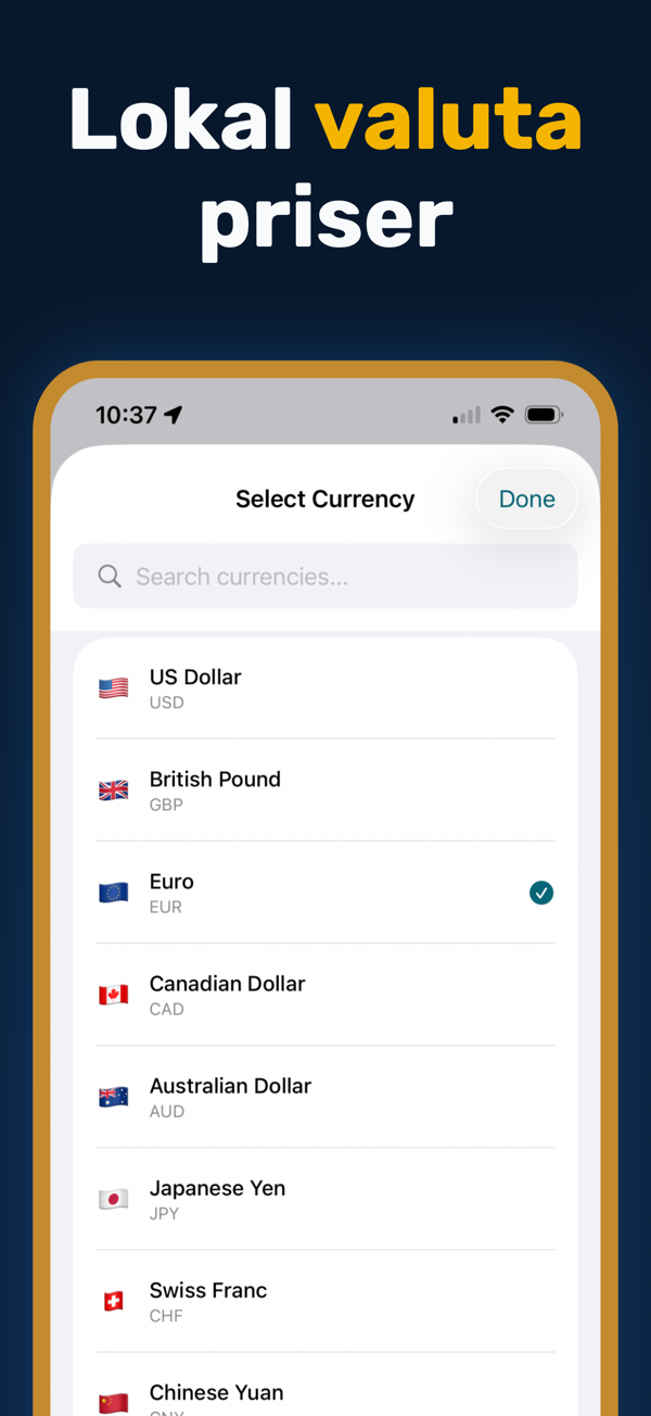 Oil Prices Live - Additional app screen
