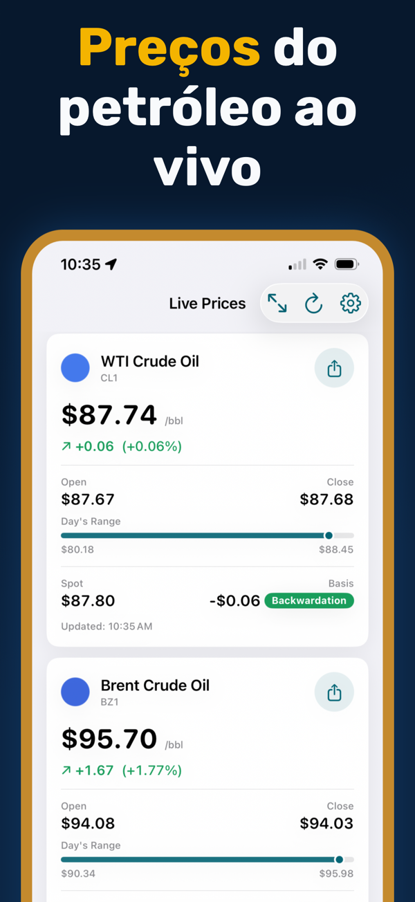 Oil Prices Live App - Real-time crude oil and energy price tracking