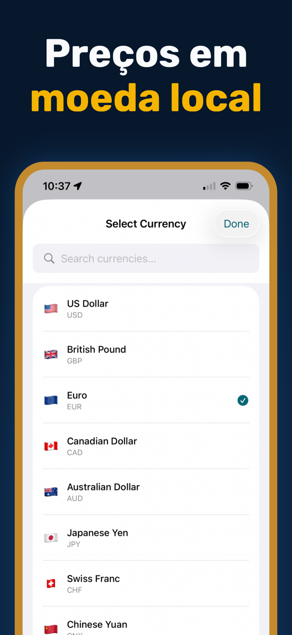 Oil Prices Live - Additional app screen