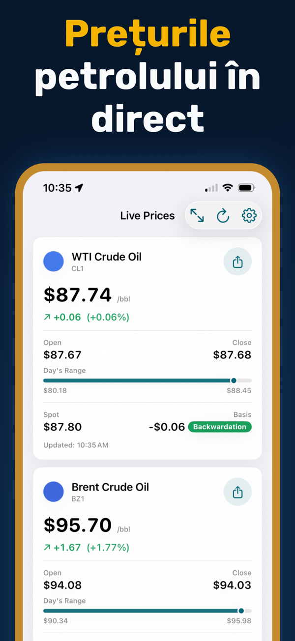 Oil Prices Live App - Real-time crude oil and energy price tracking