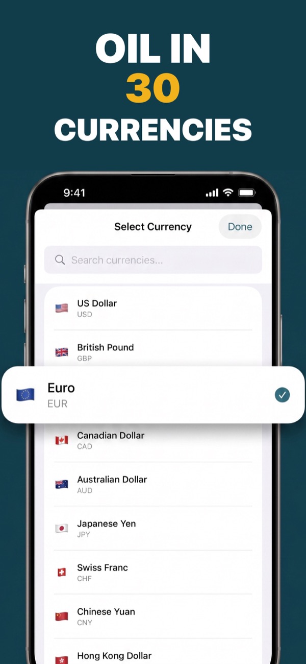 View oil prices in international currencies