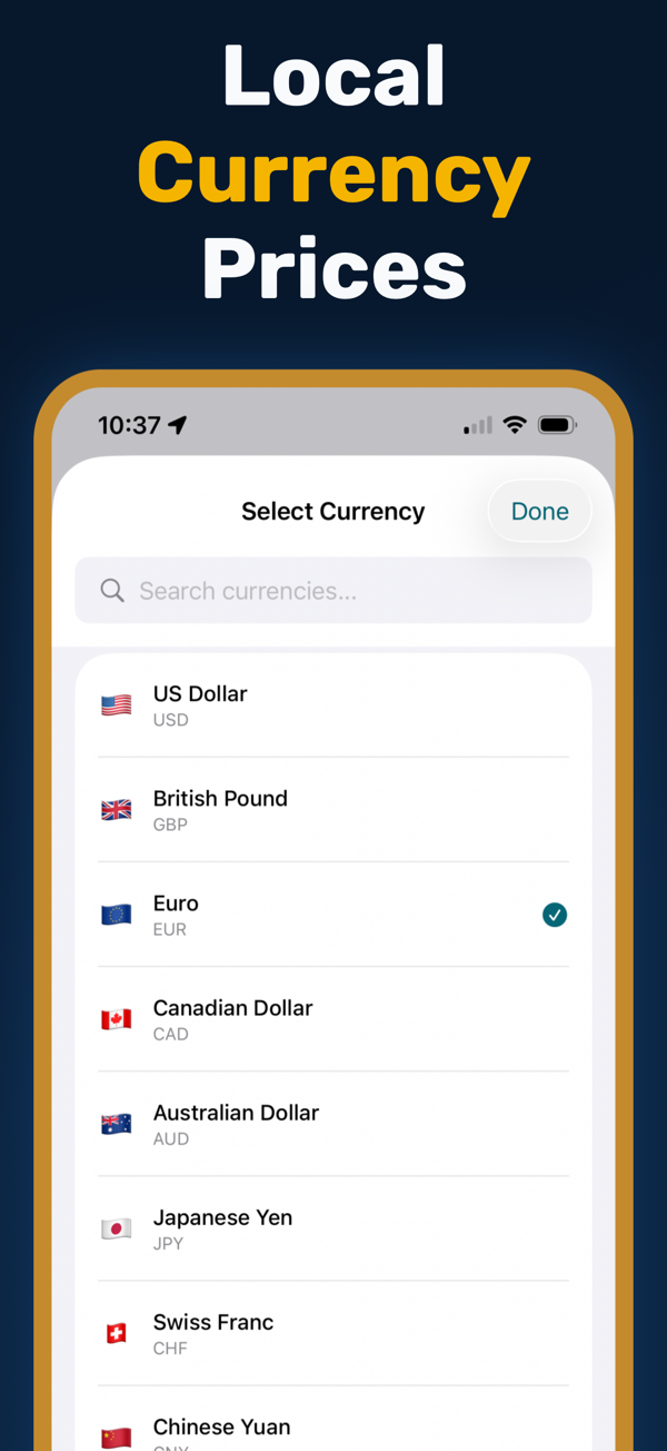 Oil Prices Live - Additional app screen