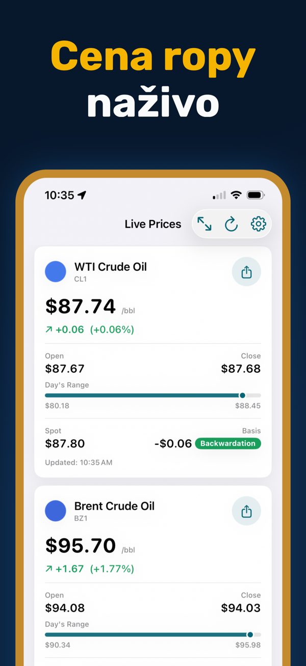 Oil Prices Live App - Real-time crude oil and energy price tracking