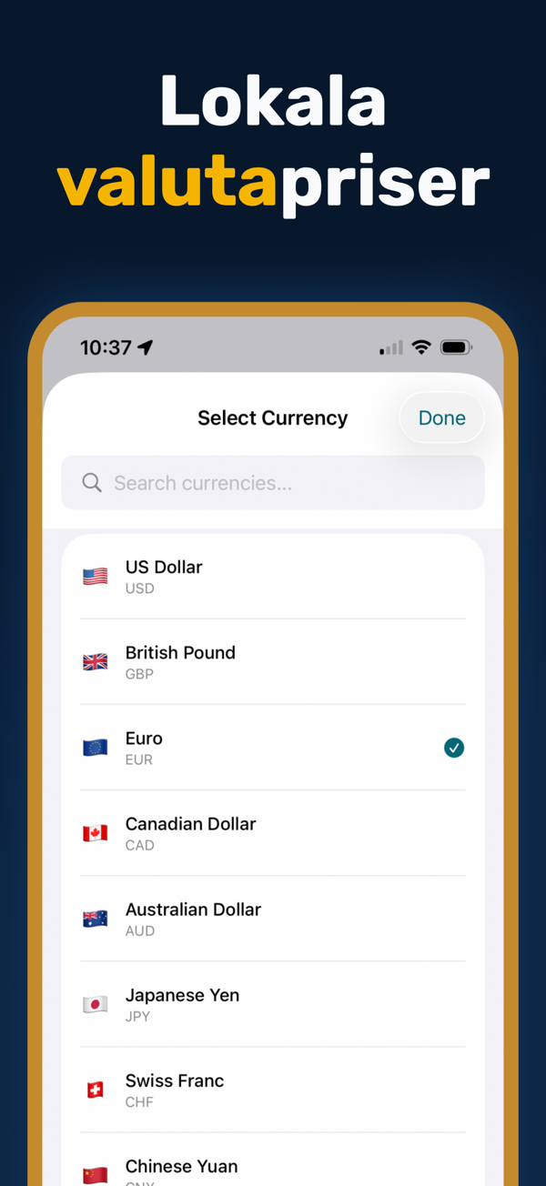 Oil Prices Live - Additional app screen