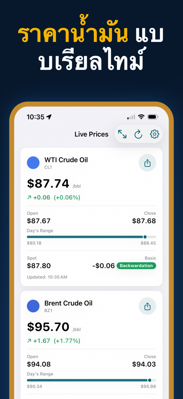 Oil Prices Live App - Real-time crude oil and energy price tracking