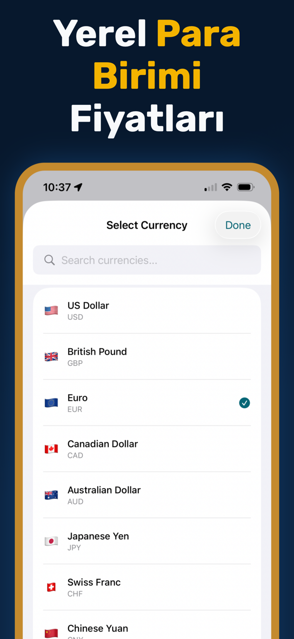 Oil Prices Live - Additional app screen
