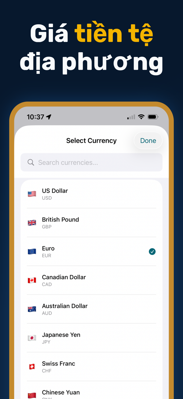 Oil Prices Live - Additional app screen